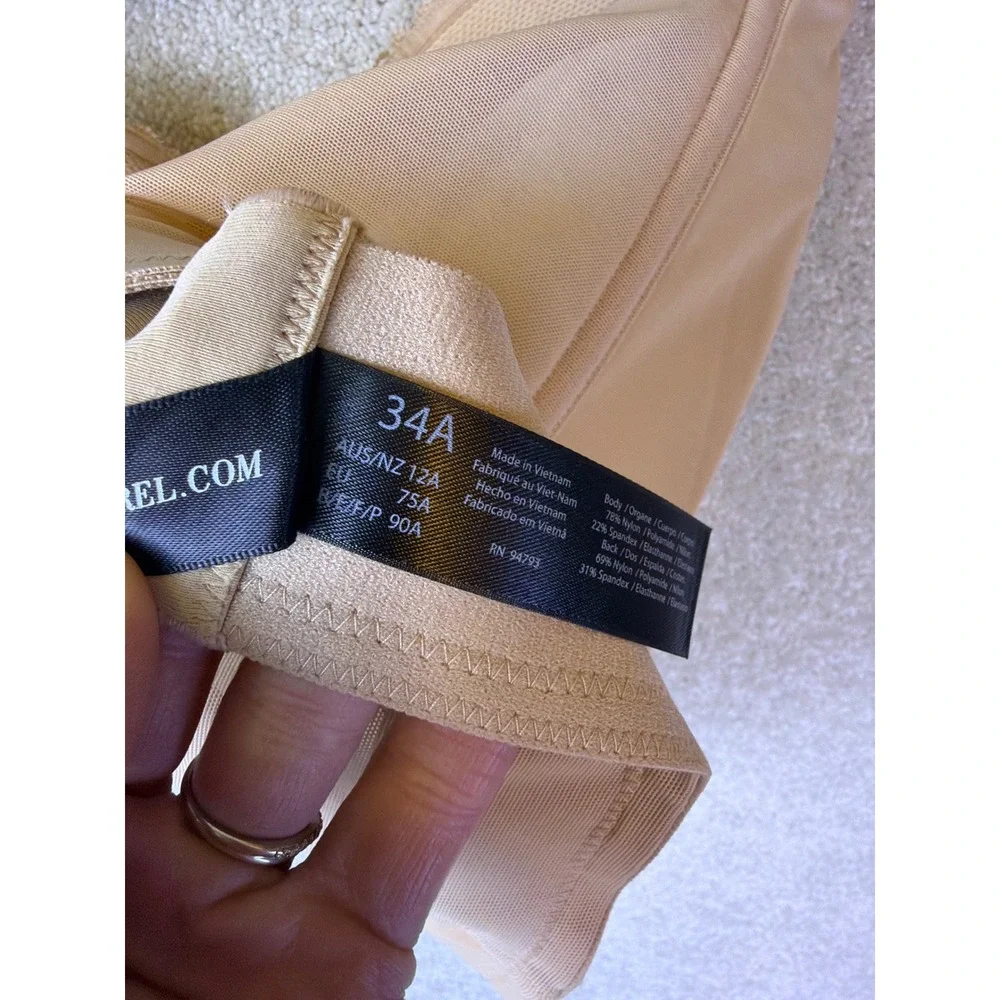 Dominique Ariel Strapless Corset Bra Womens 34A Nude Plunge Longline 8950 NEW